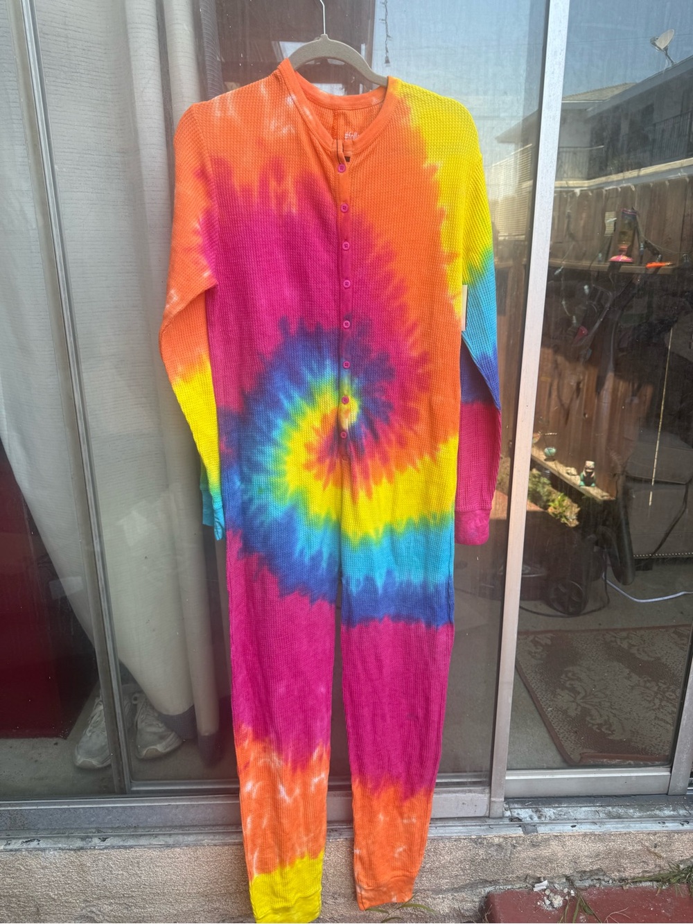Followme Adult Tie-Dye One-Piece Jumpsuit - Vibrant Rainbow nwt